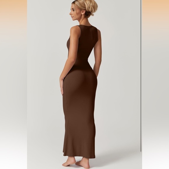 Women's Square Neck Long Maxi Dress Sleeveless Lounge Ribbed Full Length NWT XL - Picture 4 of 6